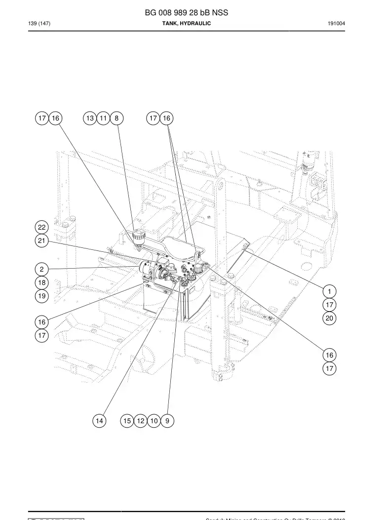 BG00898928b BG 008 989 28b Tank, Hydraulic - Sandvik Technical Drawing