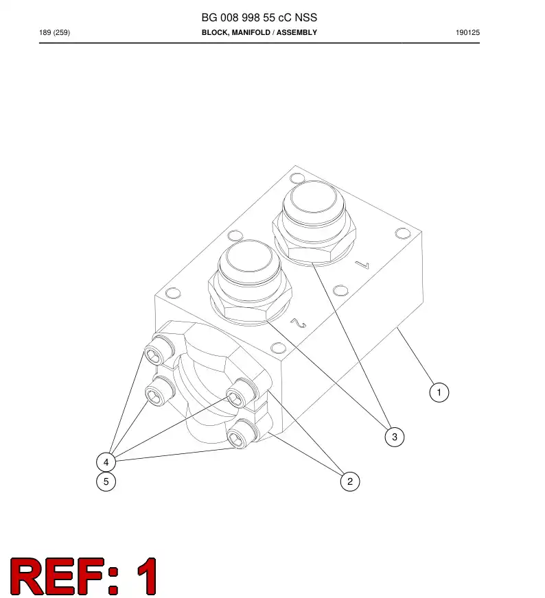 BG00899845b BG 008 998 45b Block, Manifold - Sandvik Technical Drawing