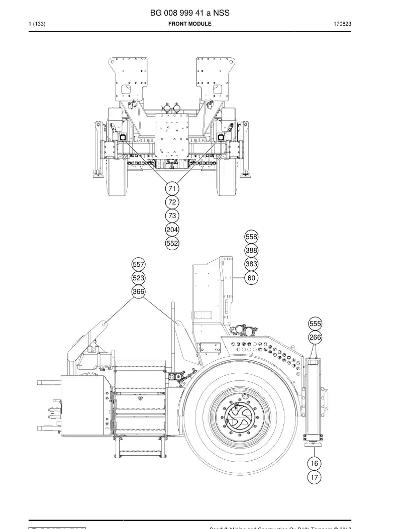 BG00899941a BG 008 999 41a Front module - Sandvik Technical Drawing