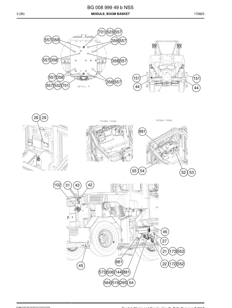 BG00899949b BG 008 999 49b Module, Boom Basket - Sandvik Technical Drawing