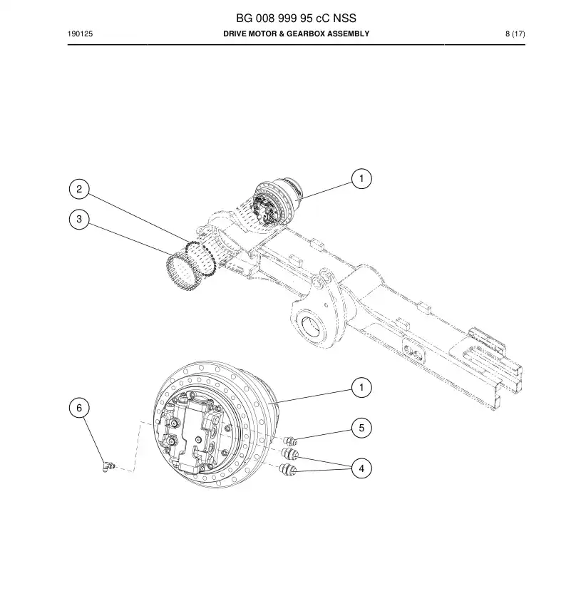 BG00899995c BG 008 999 95c Drive Motor & Gearbox Assembly - Sandvik Technical Drawing