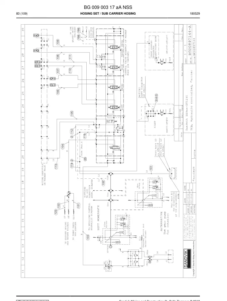 BG00900317a BG 009 003 17a Hosing Set - Sandvik Technical Drawing
