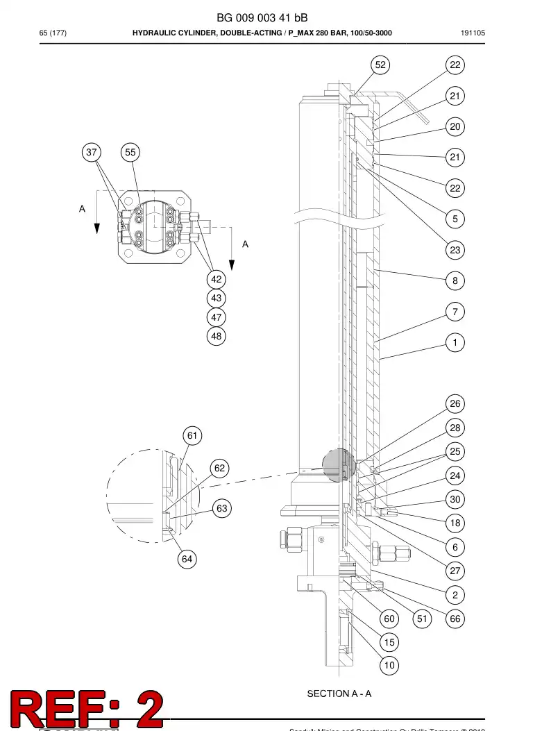 BG00900347b BG 009 003 47b PISTON Rod Assembly - Sandvik Technical Drawing