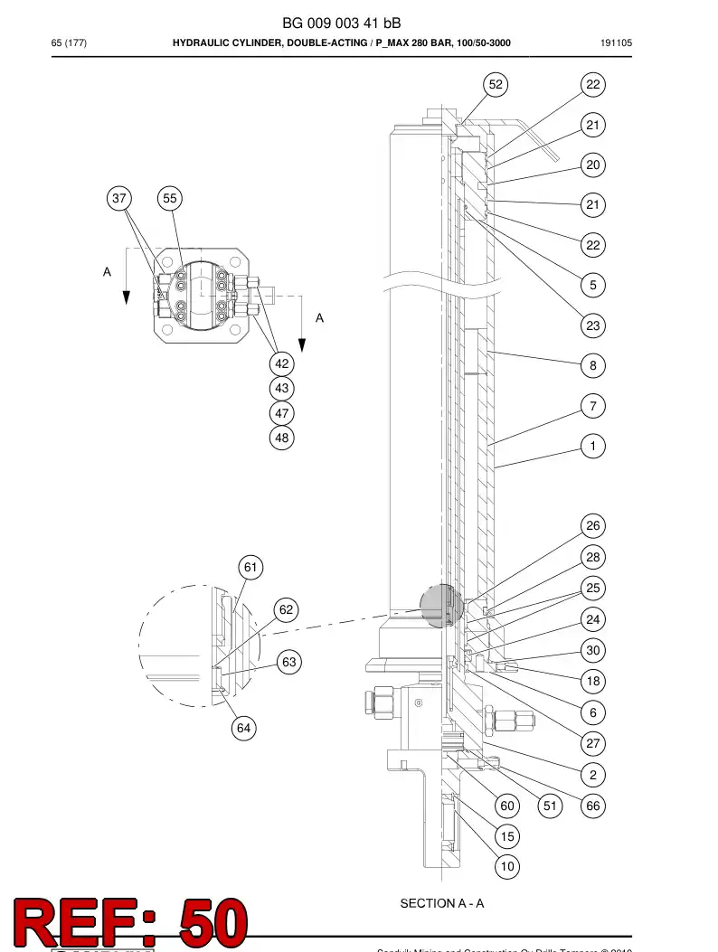 BG00900502a BG 009 005 02a Rod End - Sandvik Technical Drawing
