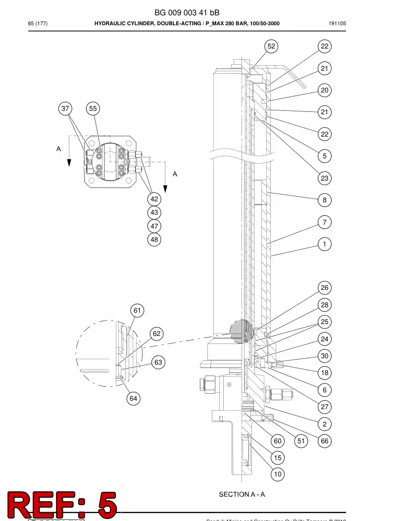 BG00901904a BG 009 019 04a PISTON - Sandvik Technical Drawing
