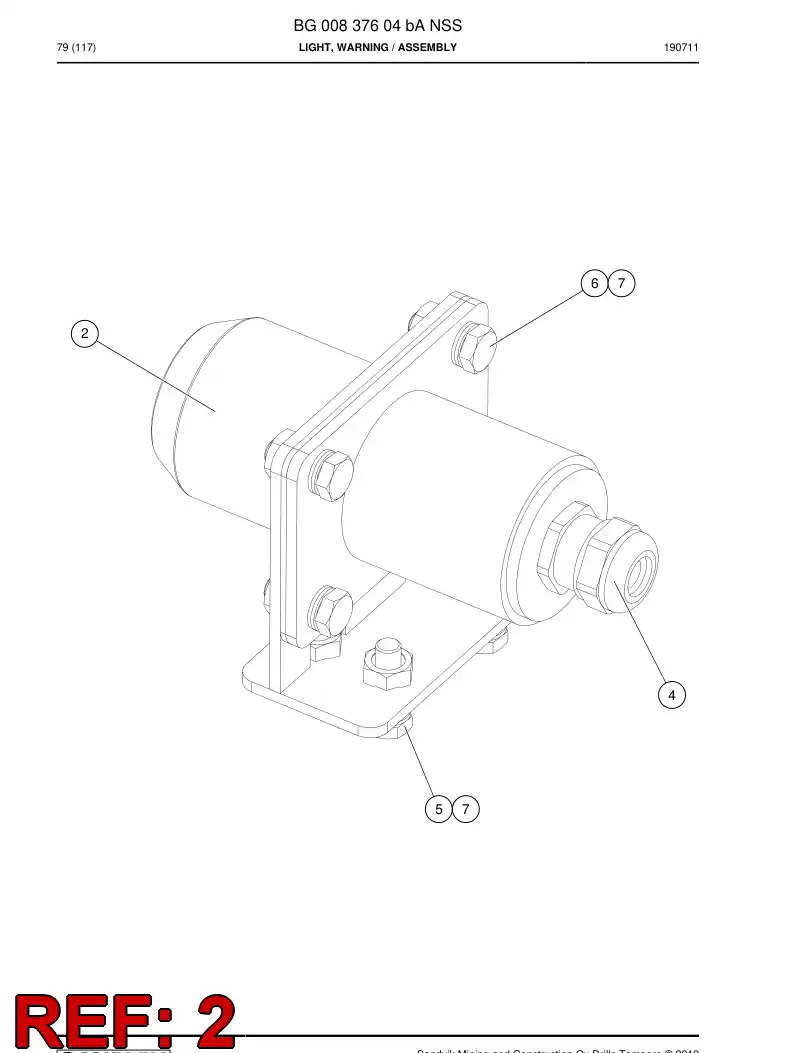 BG00902697a BG 009 026 97a Light, Warning - Sandvik Technical Drawing
