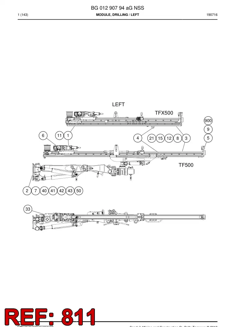 BG00904736c BG 009 047 36c Hosing Set - Sandvik Technical Drawing