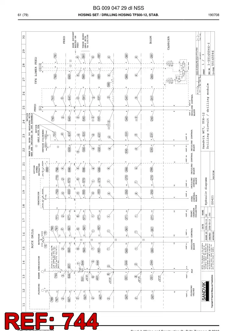 BG00905781b BG 009 057 81b Hose Assembly, Hydraulic - Sandvik Technical Drawing