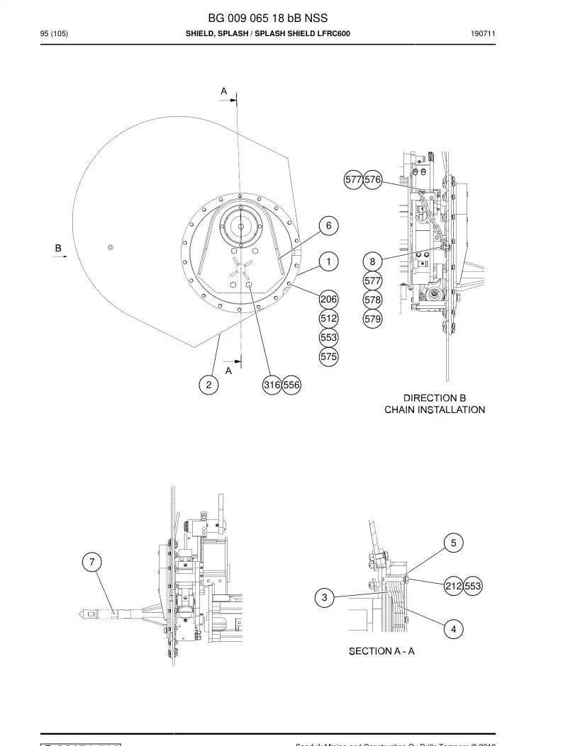 BG00906518b BG 009 065 18b Shield, Splash - Sandvik Technical Drawing
