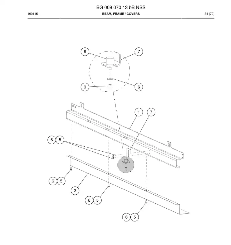 BG00907013c BG 009 070 13c Beam, Frame - Sandvik Technical Drawing