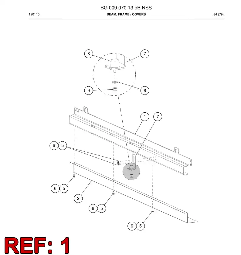 BG00907015b BG 009 070 15b Beam - Sandvik Technical Drawing