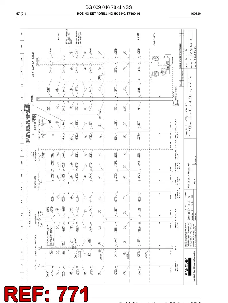 BG00907482b BG 009 074 82b Hose Assembly, Hydraulic - Sandvik Technical Drawing