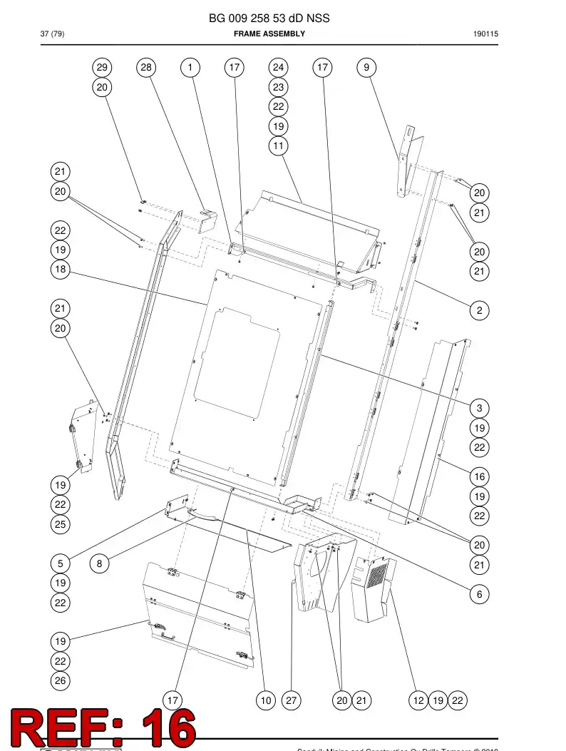 BG00907787a BG 009 077 87a Roof - Sandvik Technical Drawing