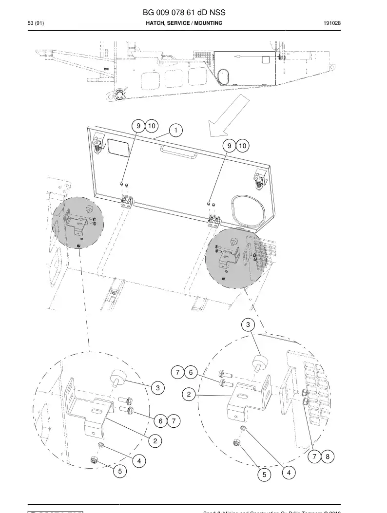 BG00907861c BG 009 078 61c Hatch, Service - Sandvik Technical Drawing