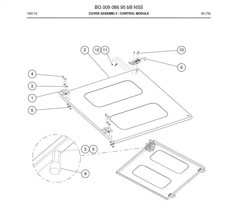 BG00908695b BG 009 086 95b Cover Assembly - Sandvik Technical Drawing