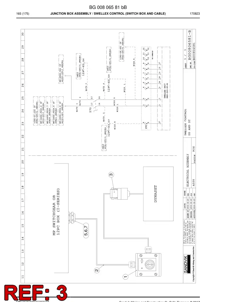 BG00908735a BG 009 087 35a Cable Assembly - Sandvik Technical Drawing