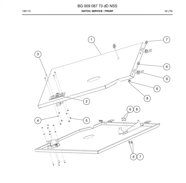 BG00908773e BG 009 087 73e Hatch, Service - Sandvik Technical Drawing