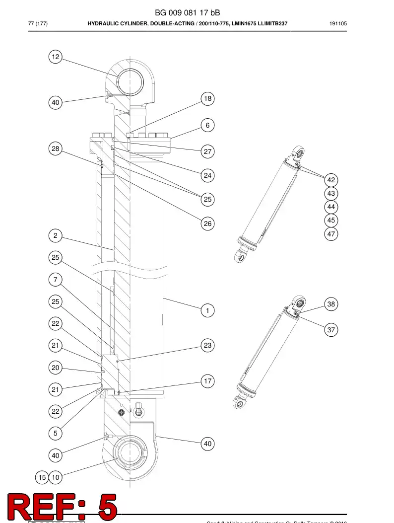BG00909862a BG 009 098 62a PISTON - Sandvik Technical Drawing