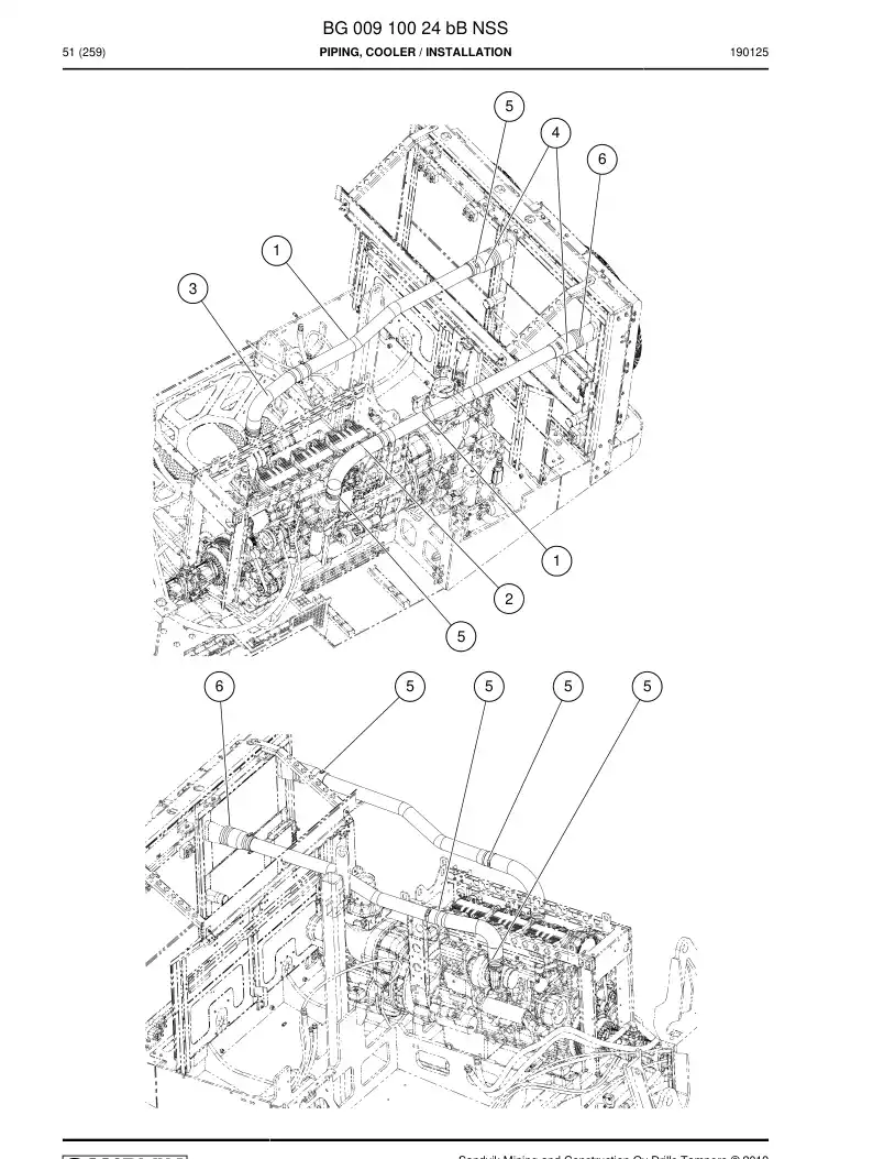 BG00910024b BG 009 100 24b Piping, Cooler - Sandvik Technical Drawing