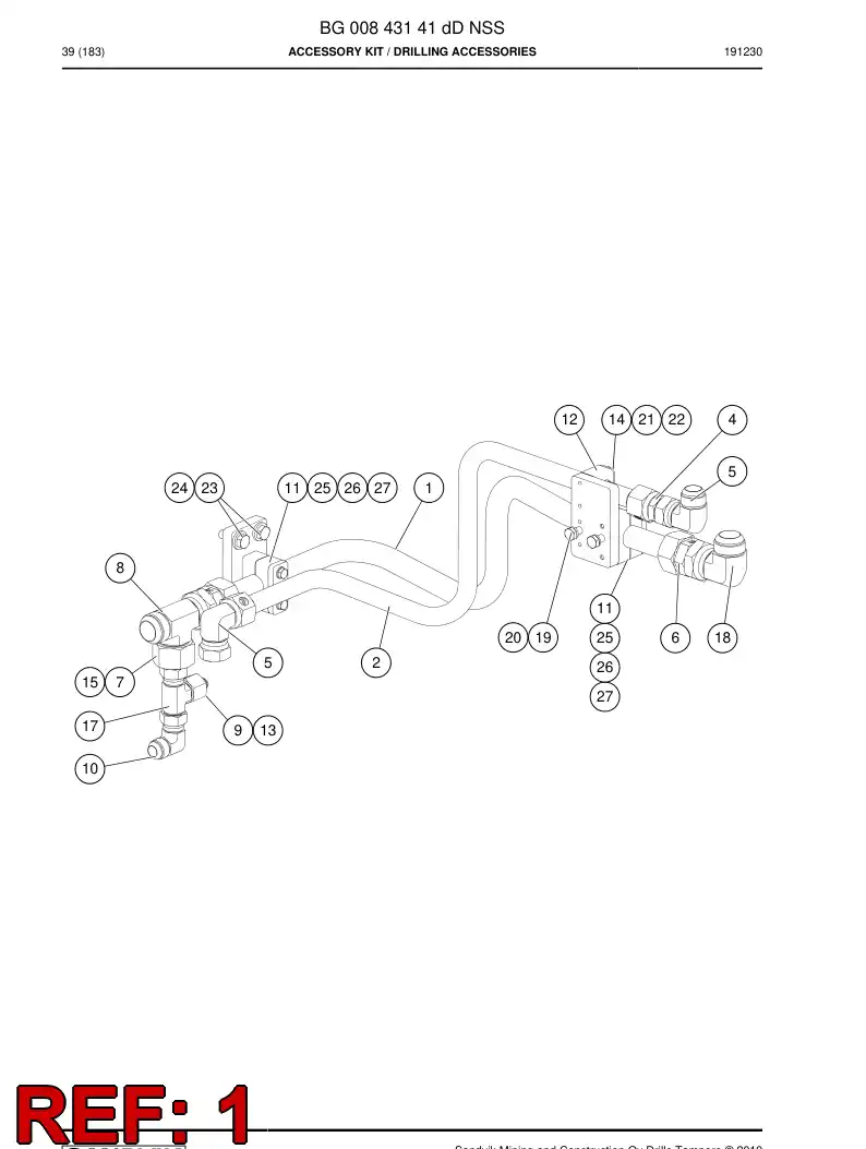 BG00910558a BG 009 105 58a Pipe assembly - Sandvik Technical Drawing