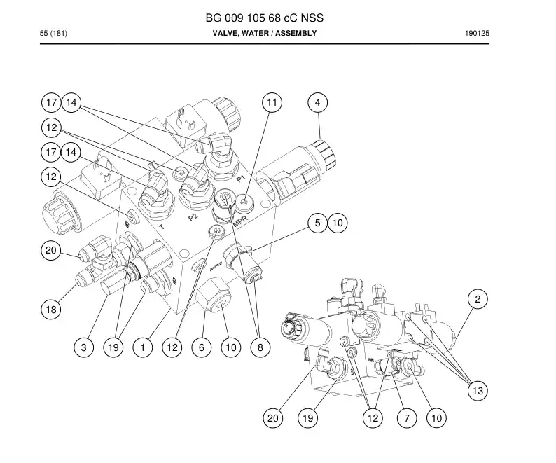 BG00910568c BG 009 105 68c Valve, Water - Sandvik Technical Drawing