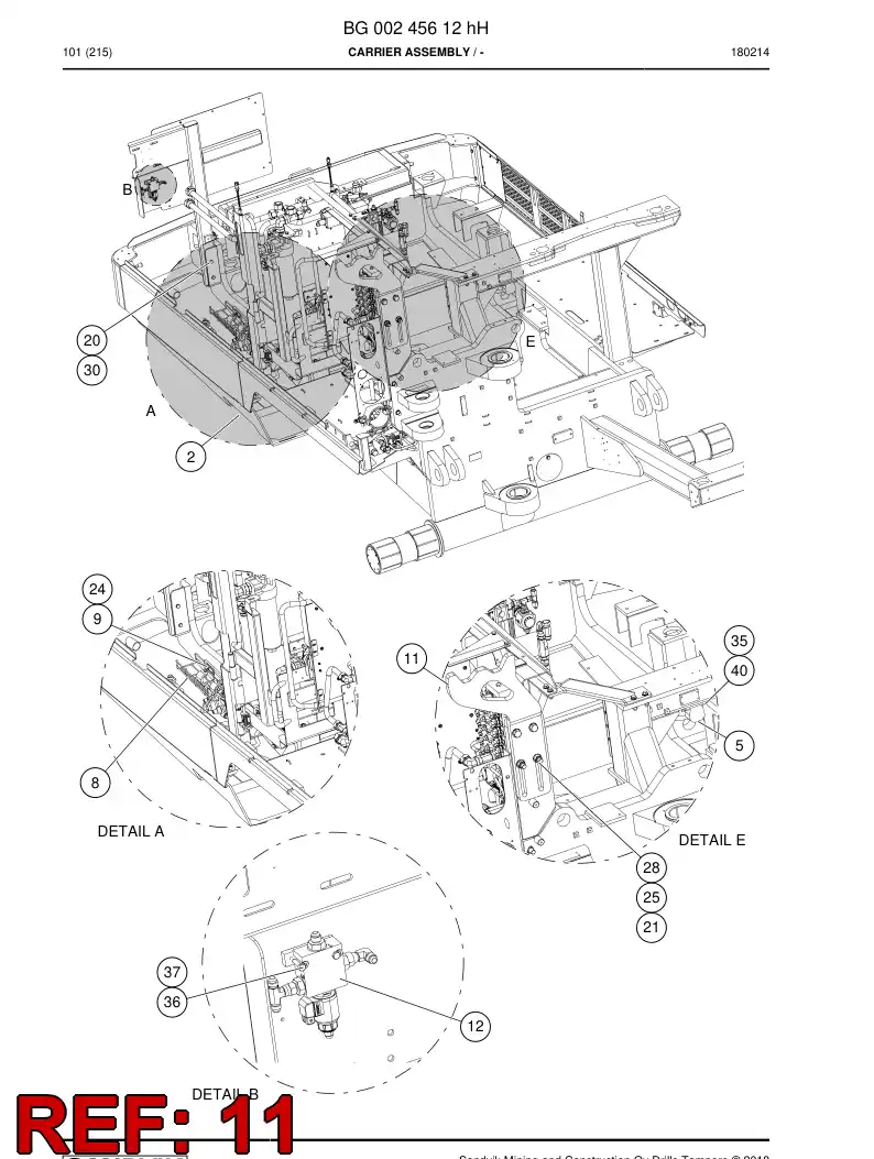 BG00910615a BG 009 106 15a Support, Transport - Sandvik Technical Drawing