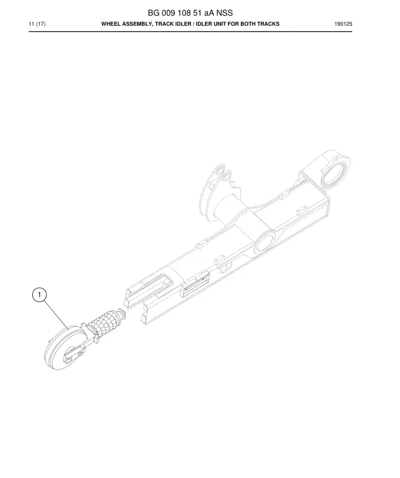 BG00910851a BG 009 108 51a Wheel Assembly, Track Idler - Sandvik Technical Drawing