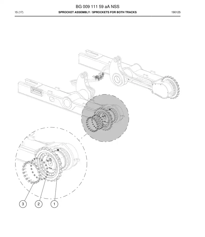 BG00911159a BG 009 111 59a Sprocket Assembly - Sandvik Technical Drawing
