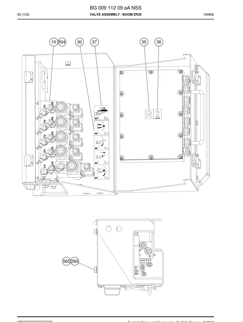 BG00911209a BG 009 112 09a Valve Assembly - Sandvik Technical Drawing