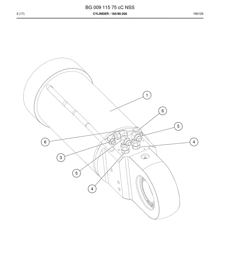 BG00911575c BG 009 115 75c Cylinder - Sandvik Technical Drawing