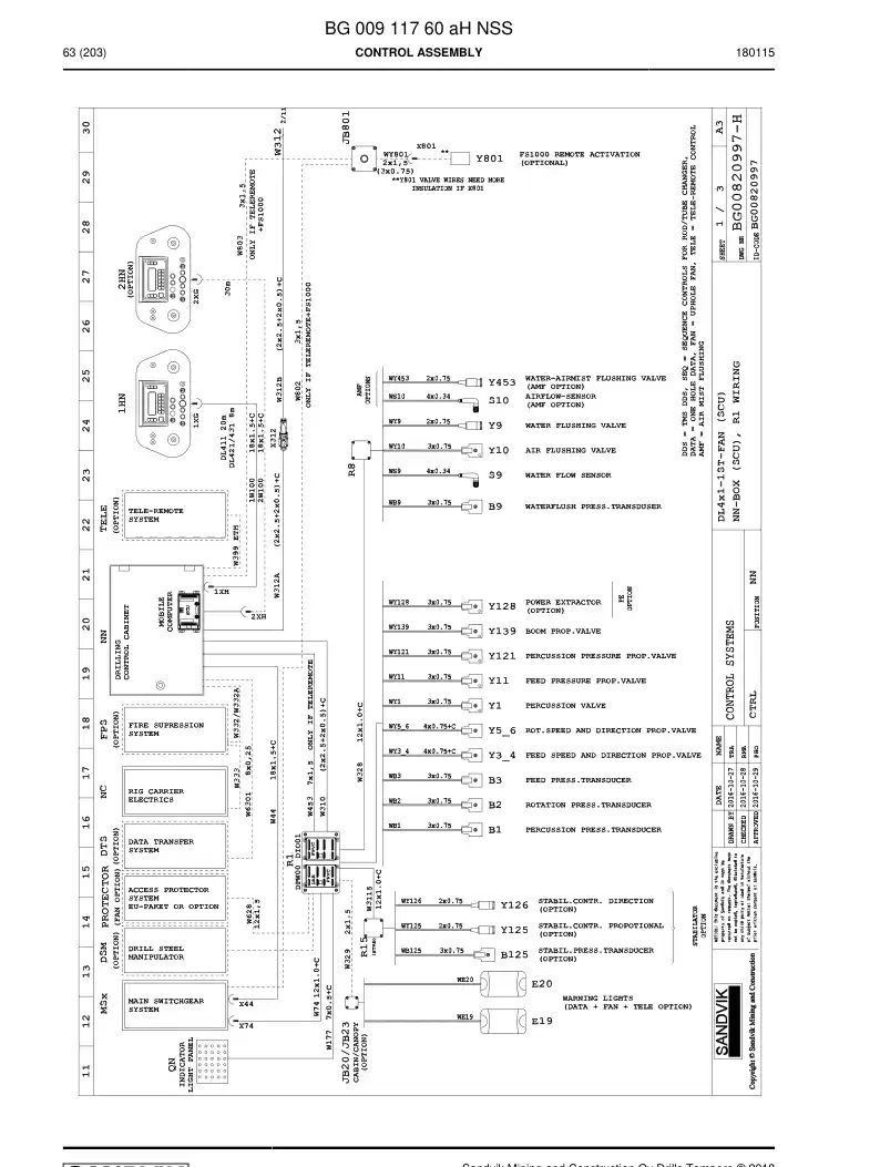 BG00911760a BG 009 117 60a Control Assembly - Sandvik Technical Drawing