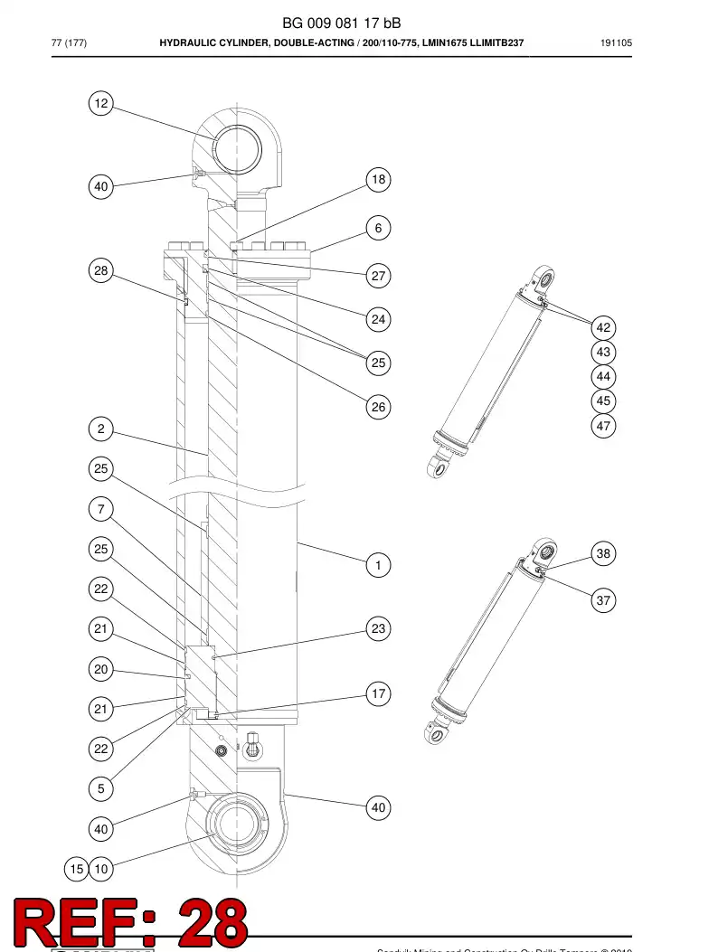 BG00912036a BG 009 120 36a Seal - Sandvik Technical Drawing
