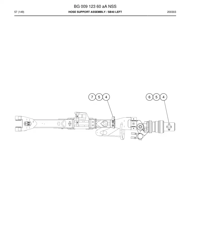 BG00912360a BG 009 123 60a Hose Support Assembly - Sandvik Technical Drawing
