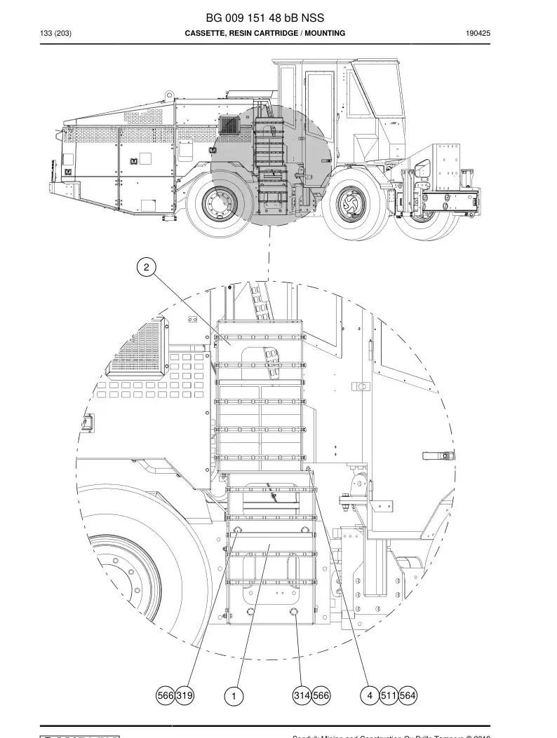 BG00915148b BG 009 151 48b Cassette, Resin Cartridge - Sandvik Technical Drawing