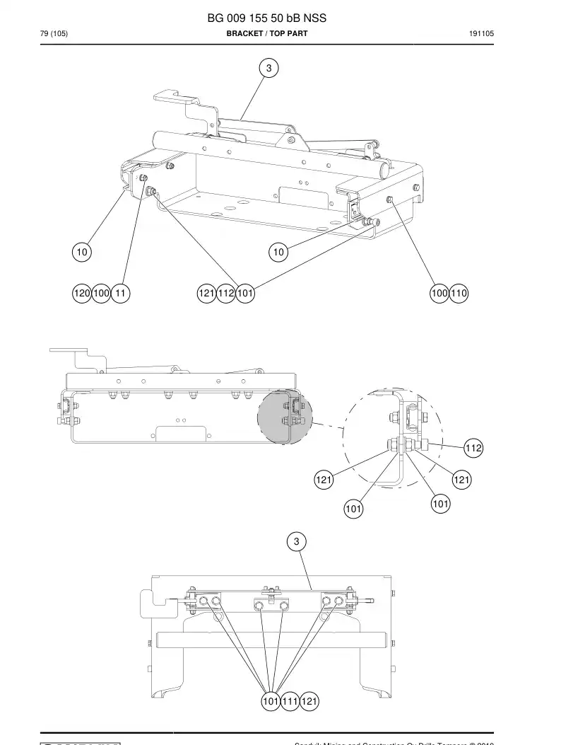 BG00915550b BG 009 155 50b Bracket - Sandvik Technical Drawing