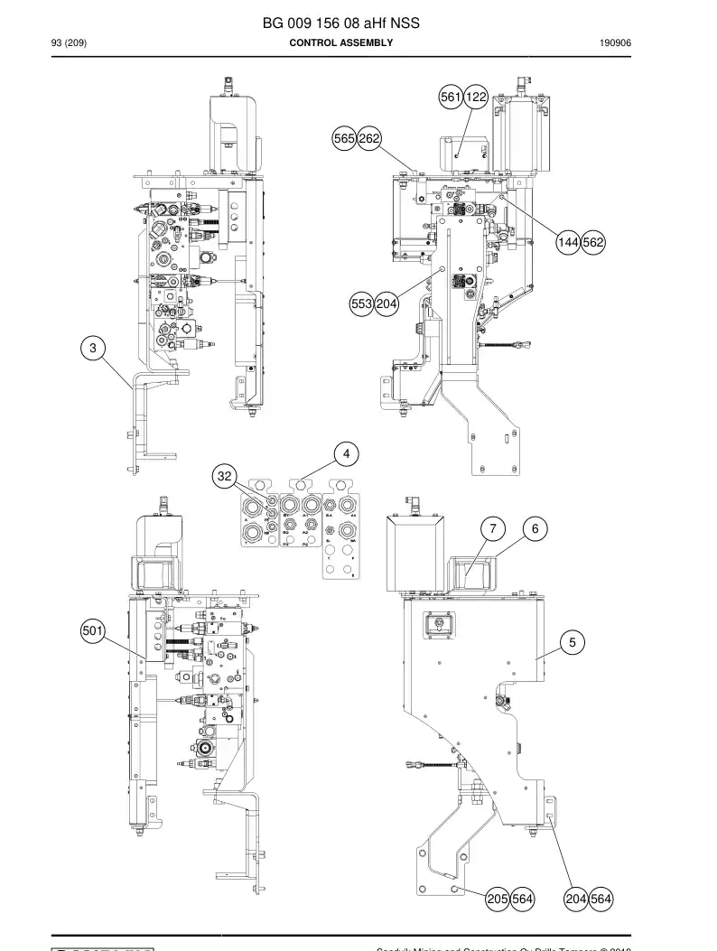 BG00915608a BG 009 156 08a Control Assembly - Sandvik Technical Drawing