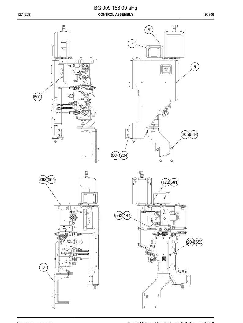 BG00915609a BG 009 156 09a Control Assembly - Sandvik Technical Drawing