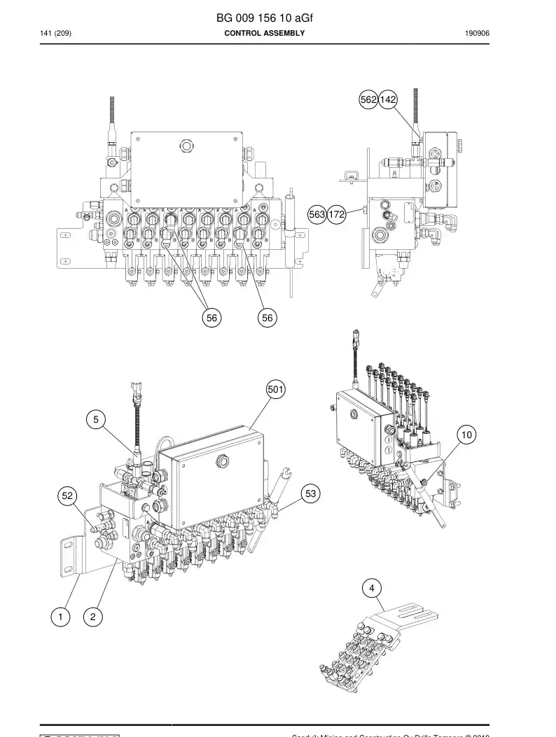 BG00915610a BG 009 156 10a Control Assembly - Sandvik Technical Drawing