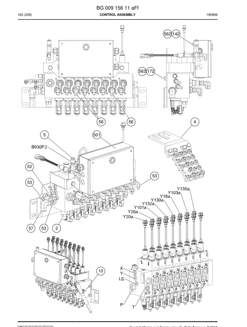 BG00915611a BG 009 156 11a Control Assembly - Sandvik Technical Drawing