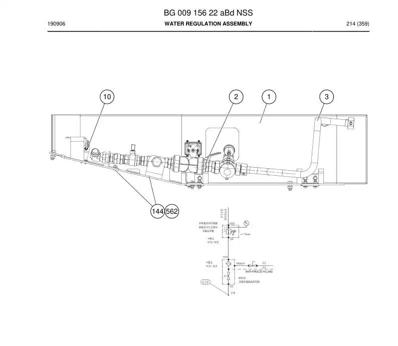 BG00915622a BG 009 156 22a Water Regulation Assembly - Sandvik Technical Drawing