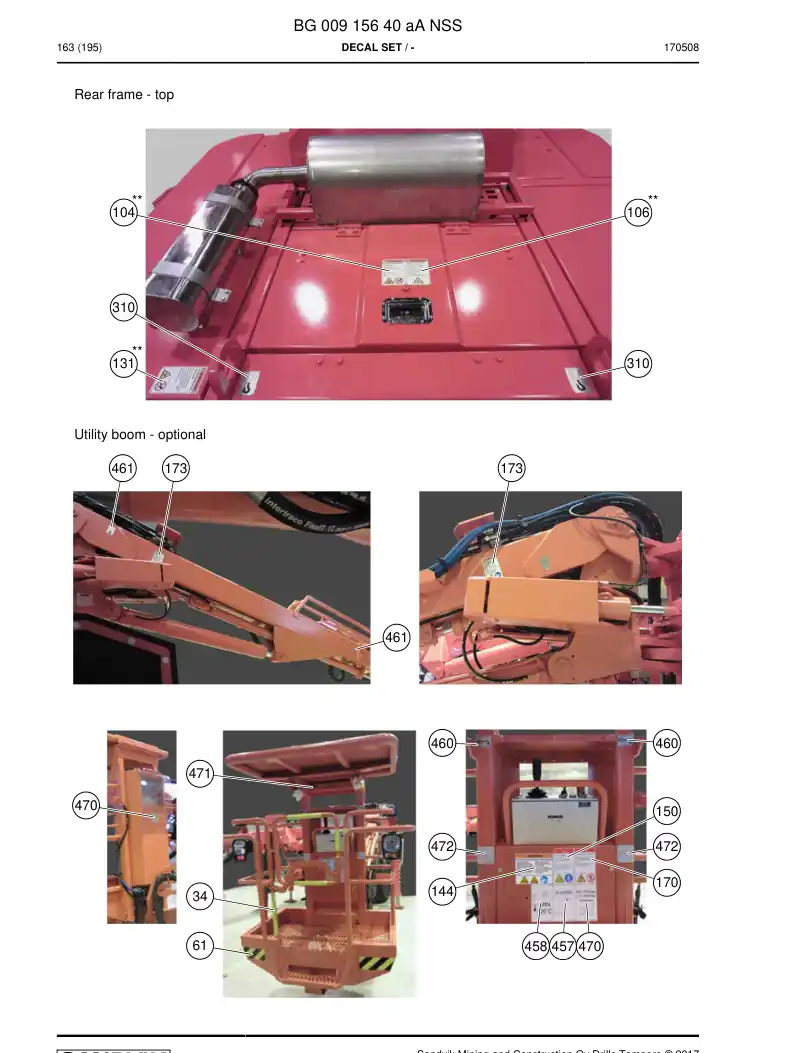 BG00915640a BG 009 156 40a Decal set - Sandvik Technical Drawing