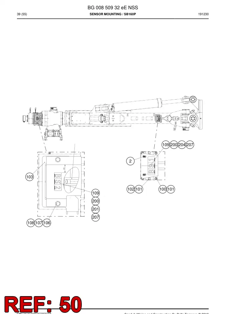 BG00916637a BG 009 166 37a Cable Set - Sandvik Technical Drawing