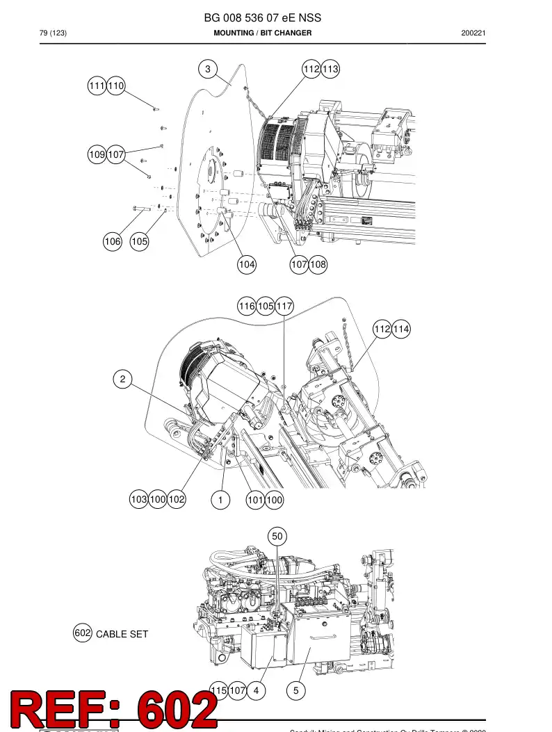 BG00917067a BG 009 170 67a Cable Set - Sandvik Technical Drawing