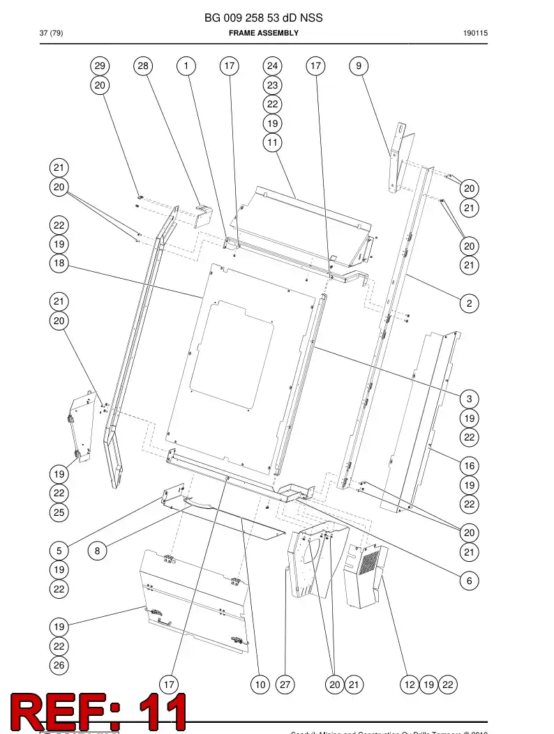 BG00917098b BG 009 170 98b Roof - Sandvik Technical Drawing