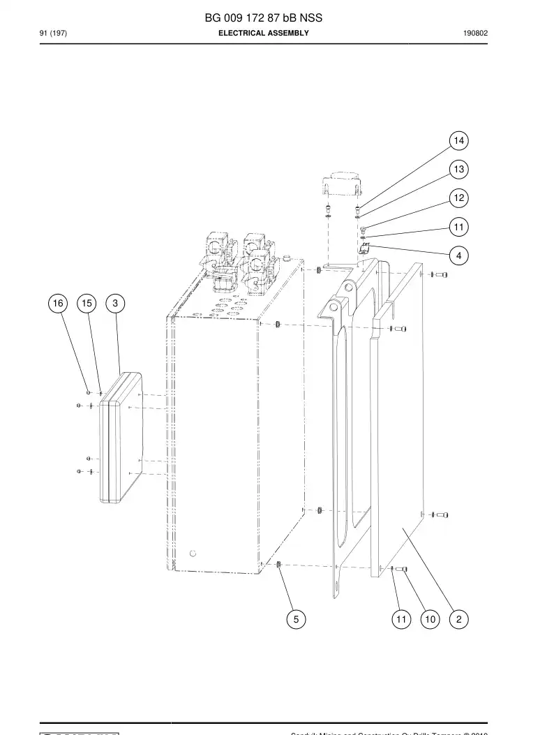 BG00917287b BG 009 172 87b Electrical Assembly - Sandvik Technical Drawing
