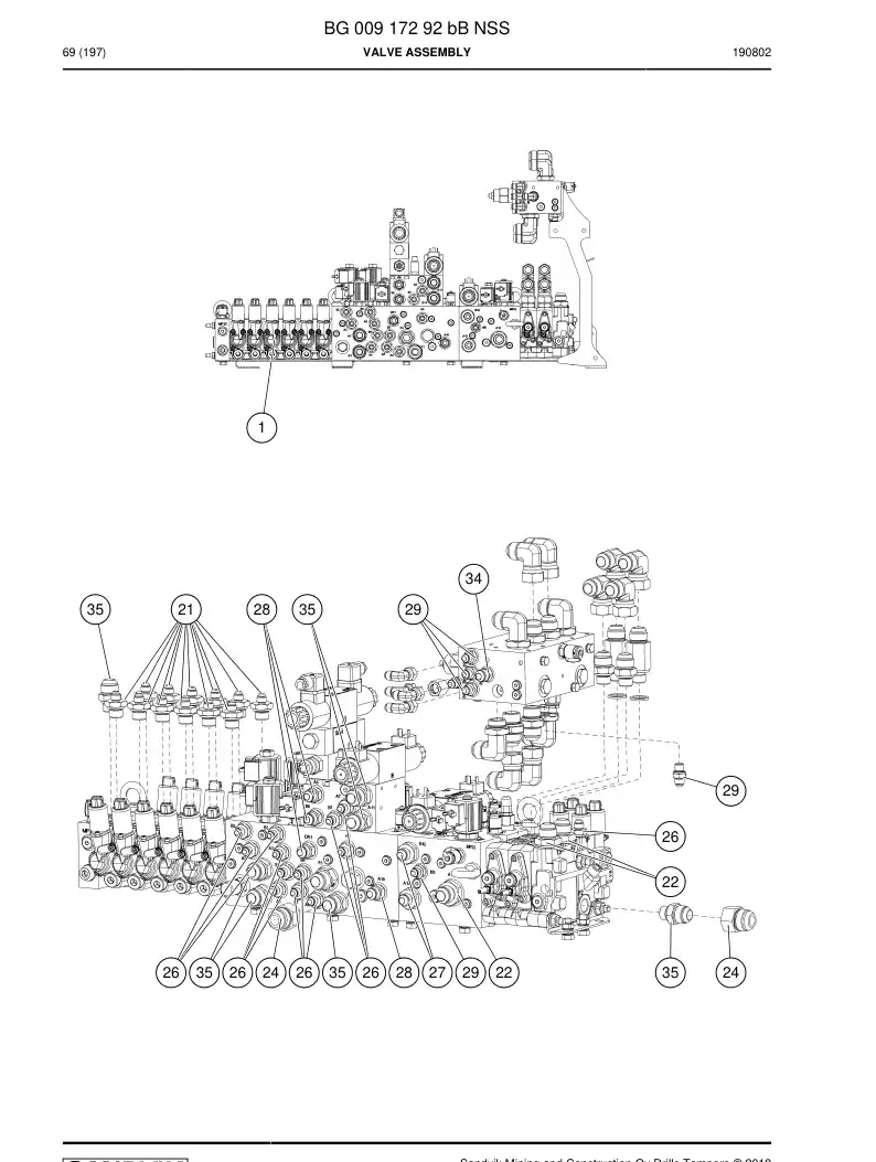 BG00917292b BG 009 172 92b Valve Assembly - Sandvik Technical Drawing
