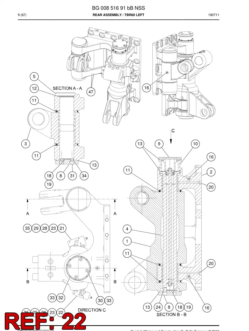 BG00917390a BG 009 173 90a Bracket - Sandvik Technical Drawing