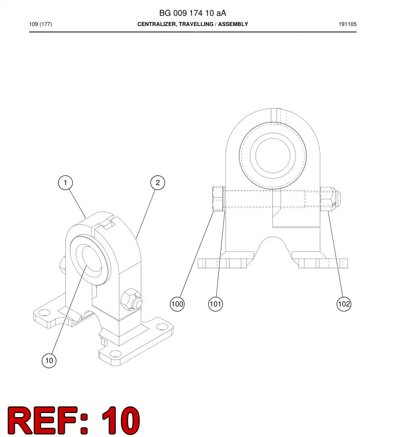 BG00917412a BG 009 174 12a Slipper Pad - Sandvik Technical Drawing