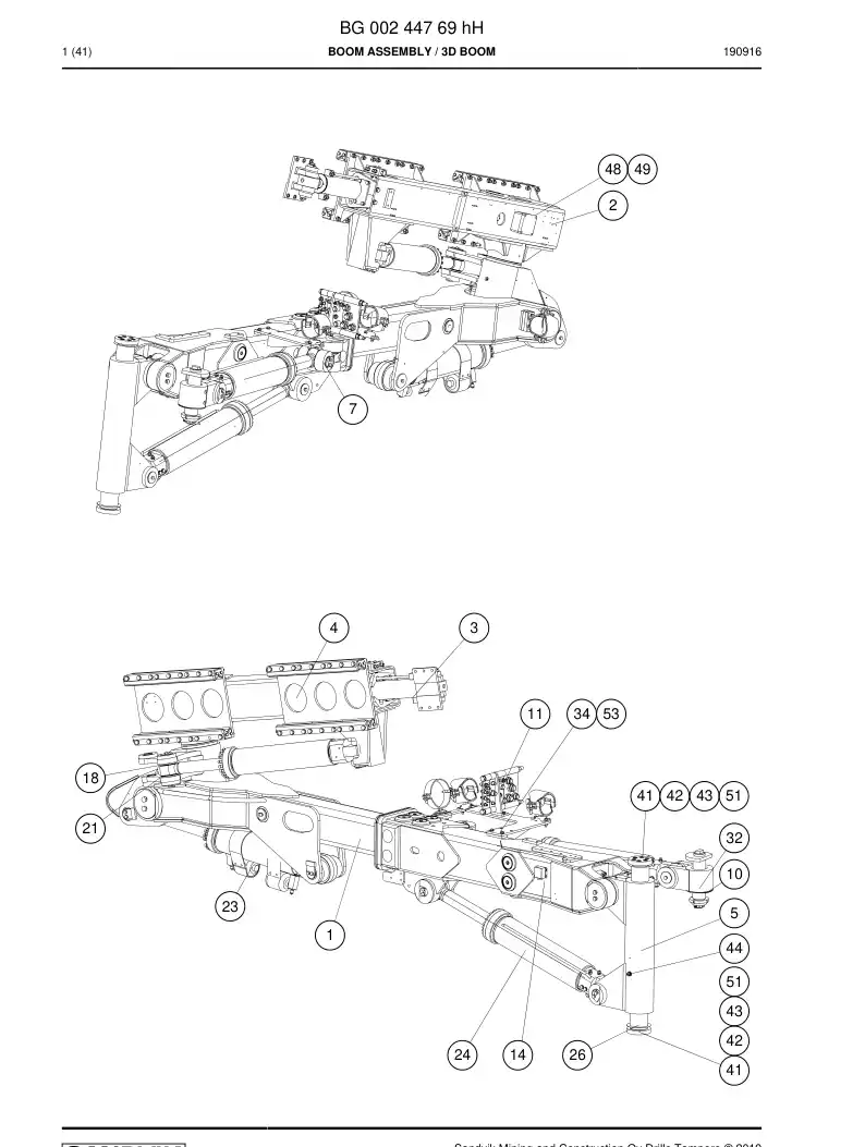 BG00917548a BG 009 175 48a Hydraulic Cylinder, Double-acting - Sandvik Technical Drawing