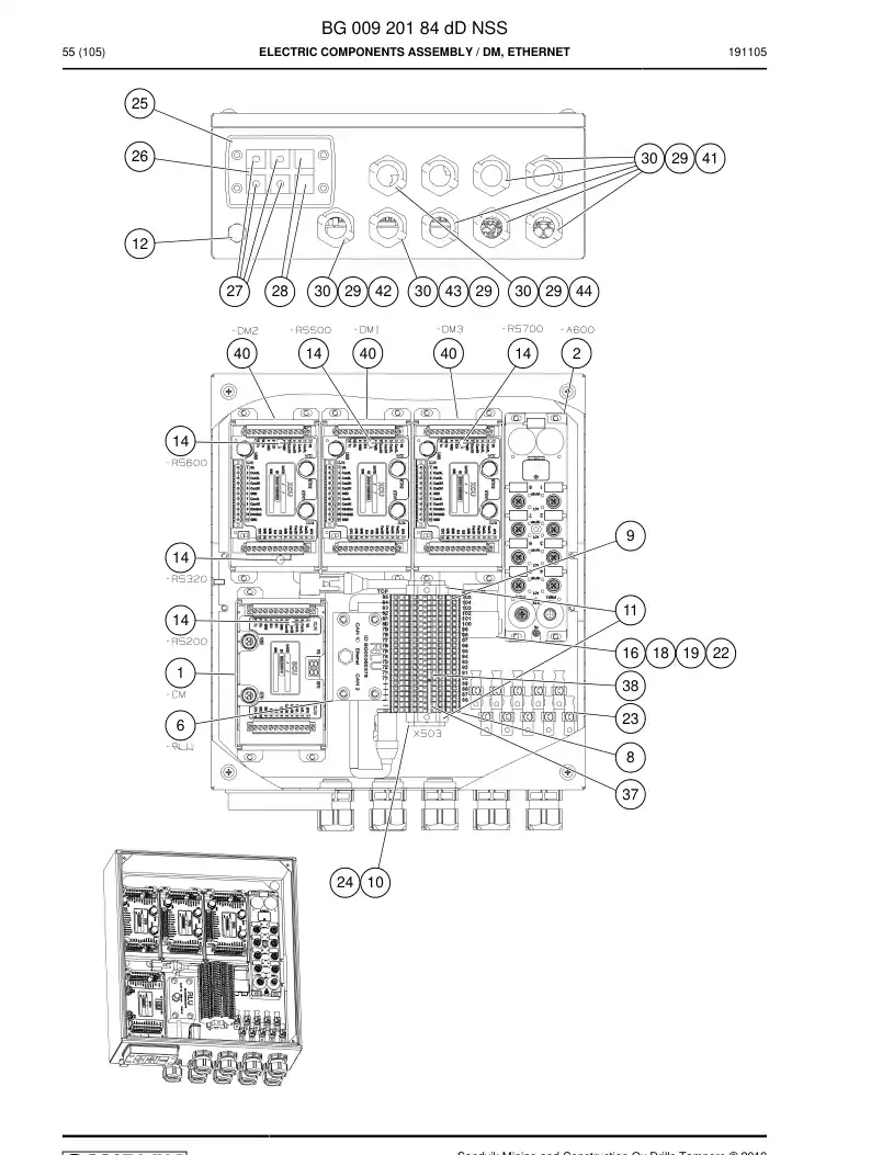 BG00920184d BG 009 201 84d Electric Components Assembly - Sandvik Technical Drawing
